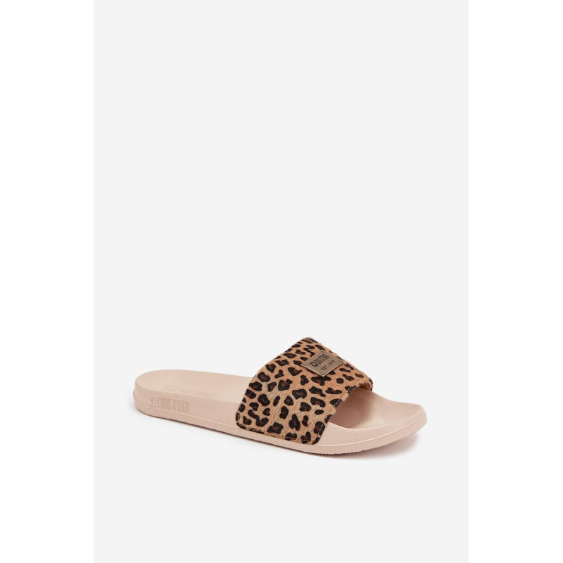 Dámske šľapky na penovej podrážke s kožušinou Big Star SS274715 Leopard Béžové - Béžová