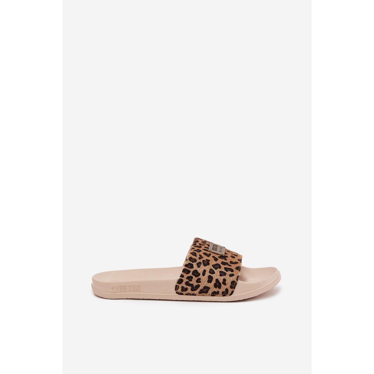 Dámske šľapky na penovej podrážke s kožušinou Big Star SS274715 Leopard Béžové - Béžová