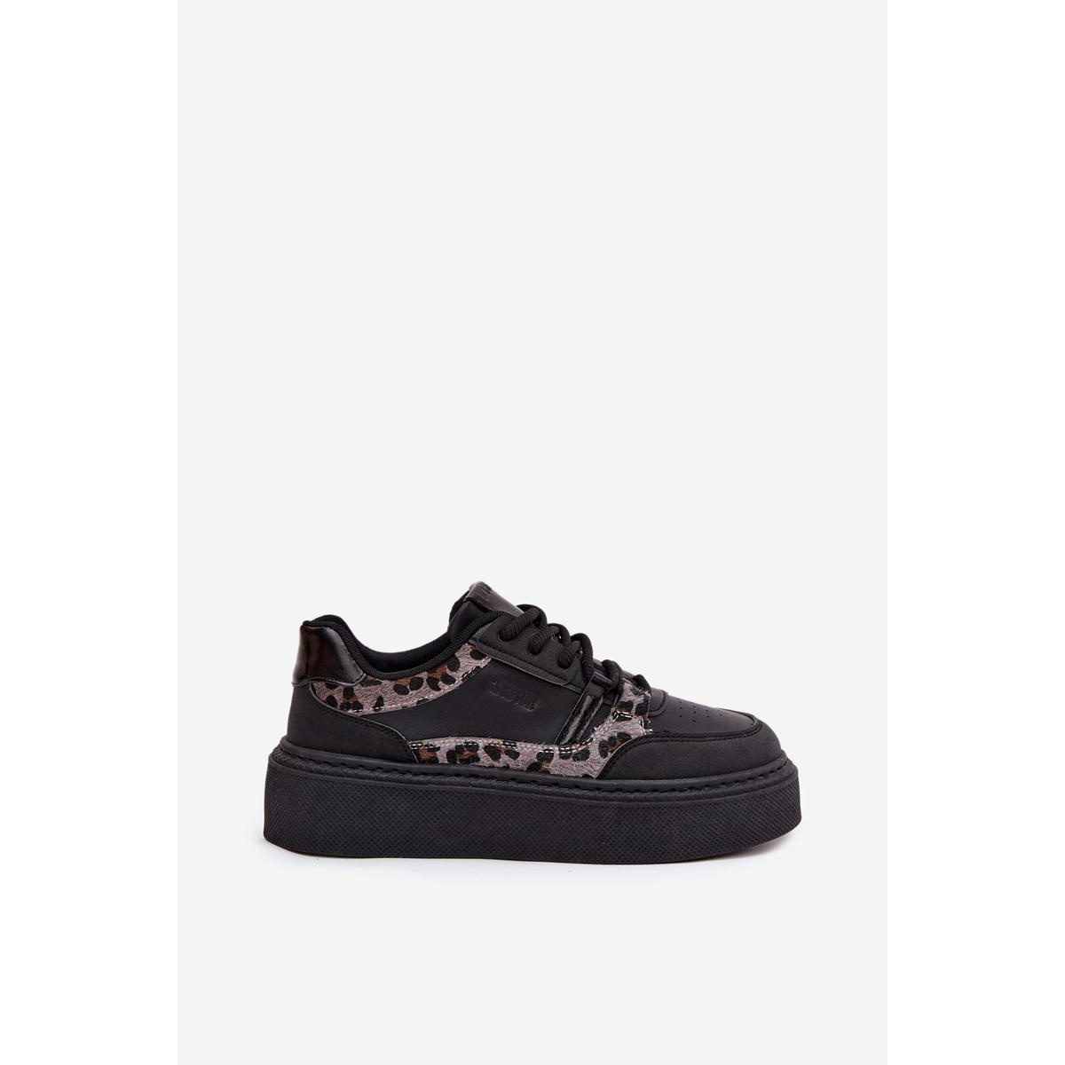 Dámske Sneakers Na Platforme Big Star SS274358 Leopardie Čierne - Čierna