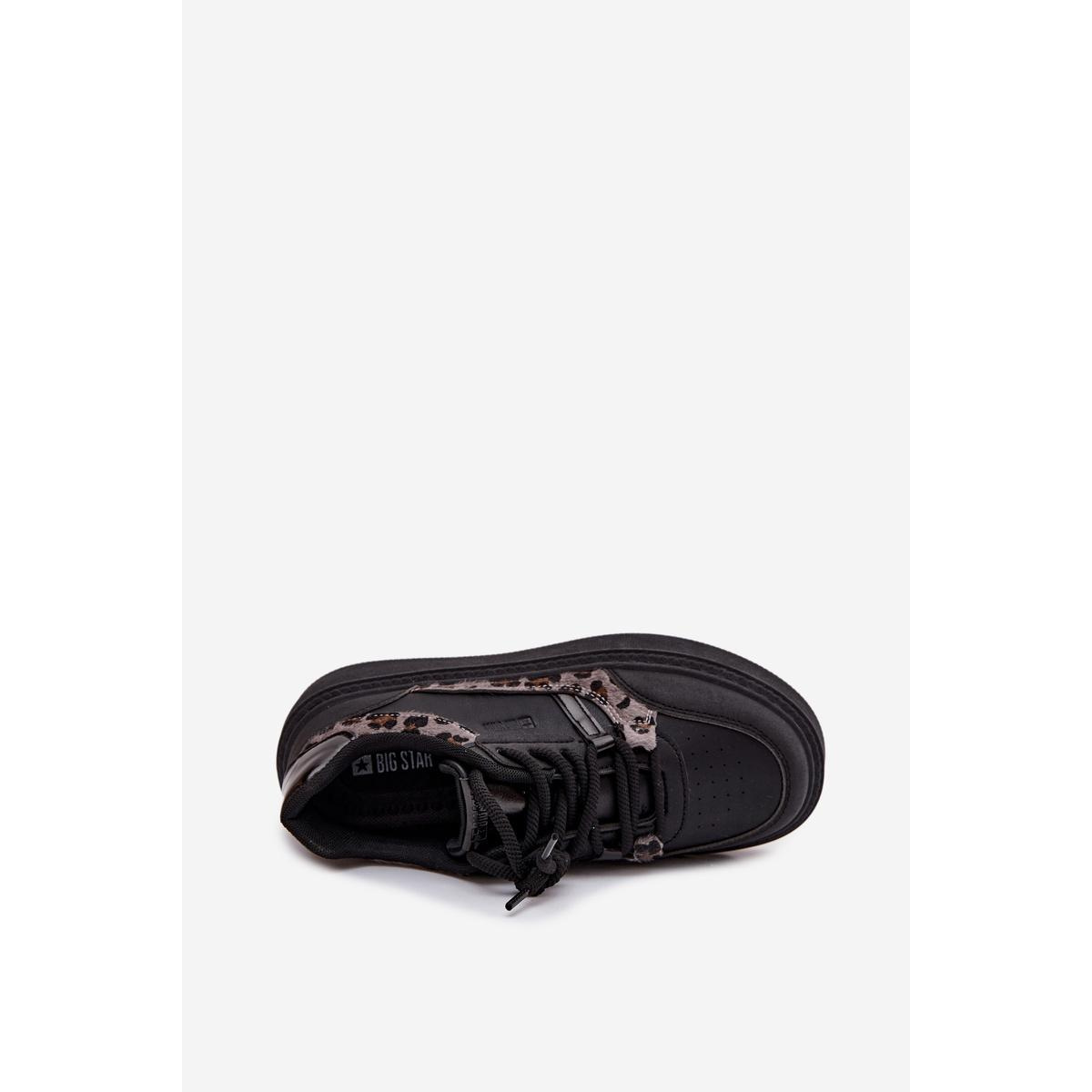 Dámske Sneakers Na Platforme Big Star SS274358 Leopardie Čierne - Čierna