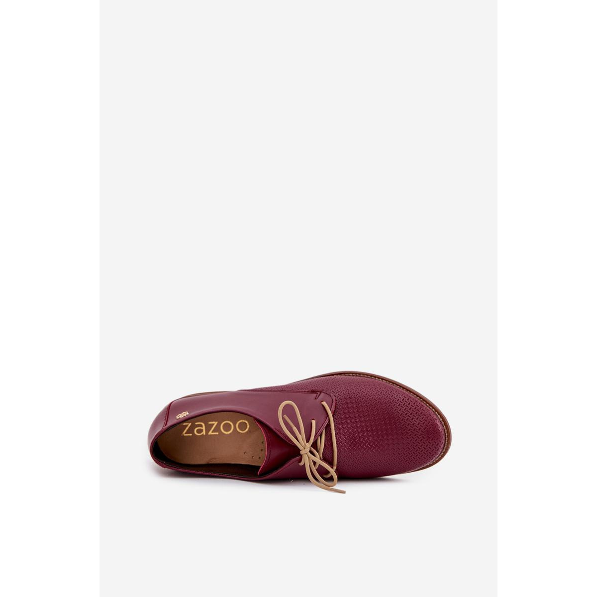 Dámske kožené elegantné šnurovacie poltopánky Zazoo 4238 Bordeaux - Odtiene červenej