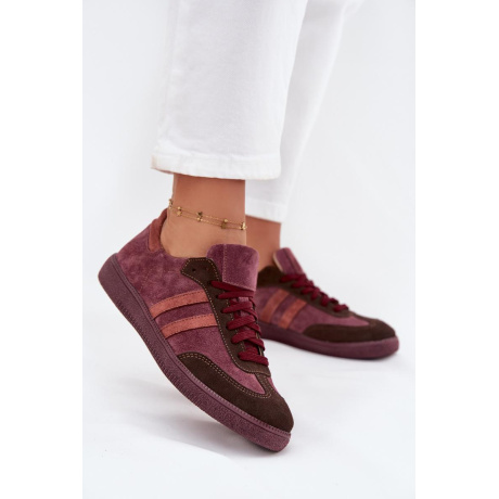 Zazoo N1068 Velúrové Nízke Dámske Tenisky Bordeaux - Odtiene červenej