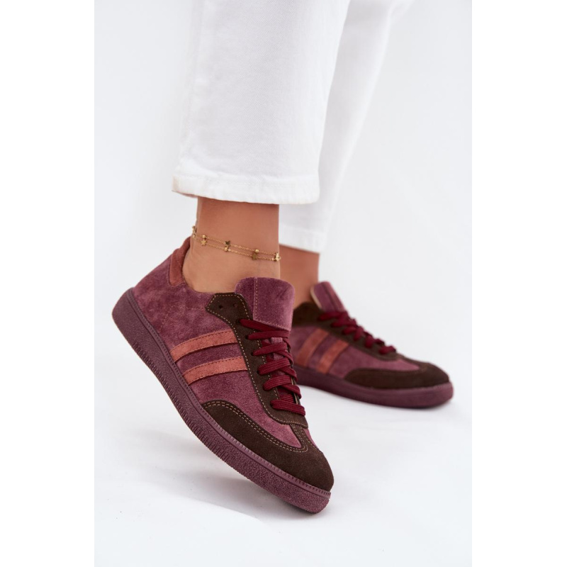 Zazoo N1068 Velúrové Nízke Dámske Tenisky Bordeaux - Odtiene červenej