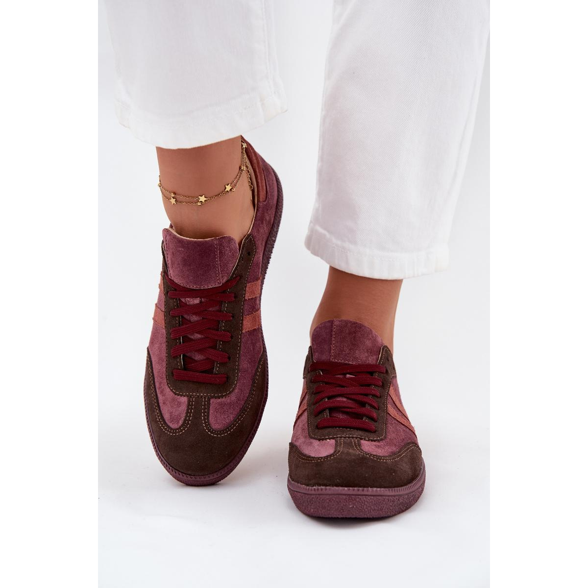 Zazoo N1068 Velúrové Nízke Dámske Tenisky Bordeaux - Odtiene červenej