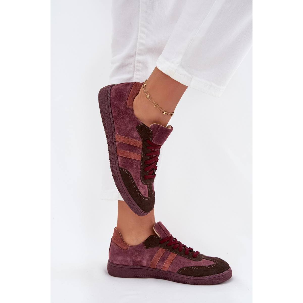 Zazoo N1068 Velúrové Nízke Dámske Tenisky Bordeaux - Odtiene červenej