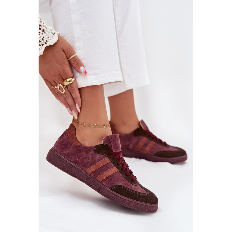 Zazoo N1068 Velúrové Nízke Dámske Tenisky Bordeaux - Odtiene červenej