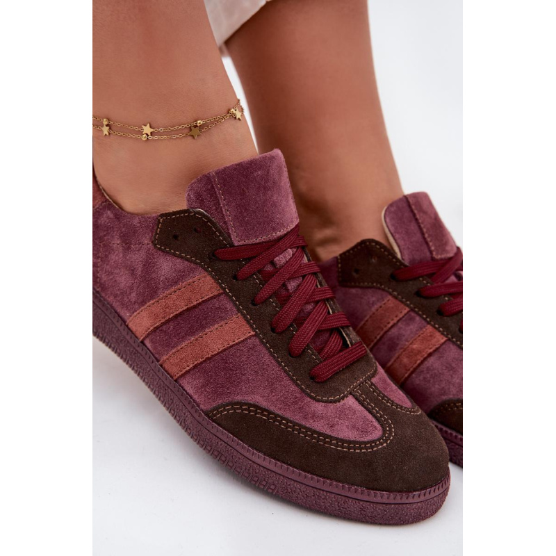 Zazoo N1068 Velúrové Nízke Dámske Tenisky Bordeaux - Odtiene červenej