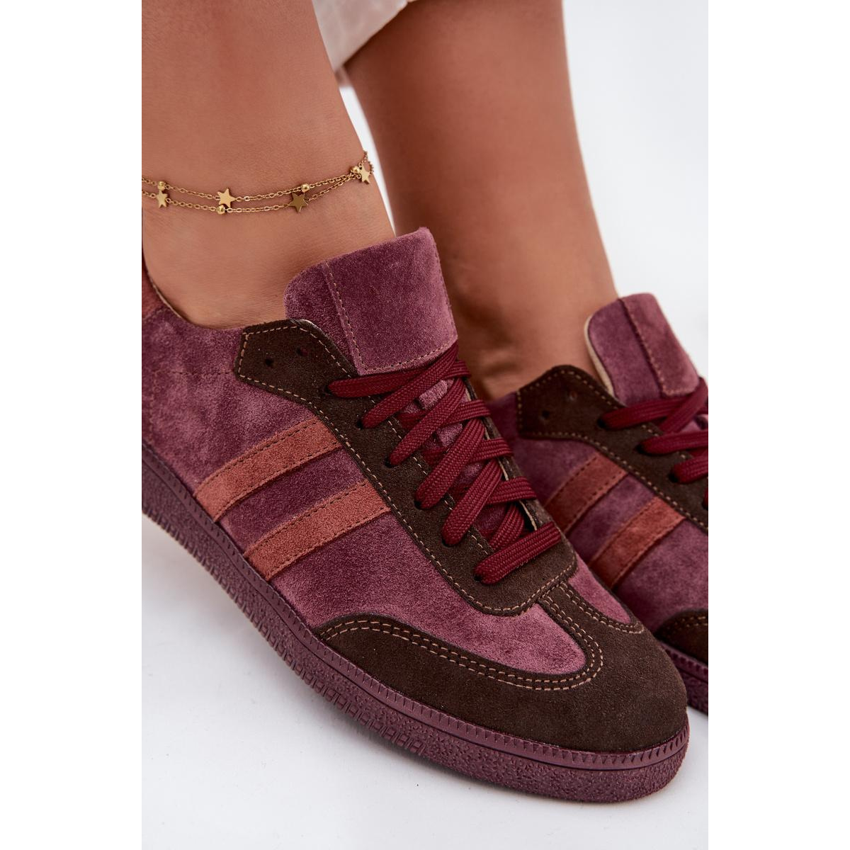 Zazoo N1068 Velúrové Nízke Dámske Tenisky Bordeaux - Odtiene červenej