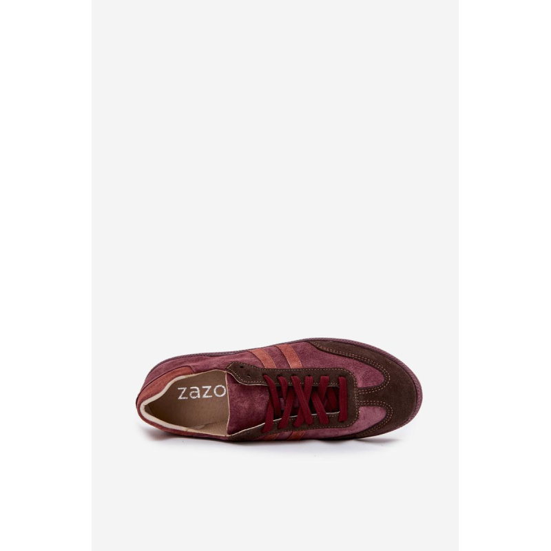 Zazoo N1068 Velúrové Nízke Dámske Tenisky Bordeaux - Odtiene červenej