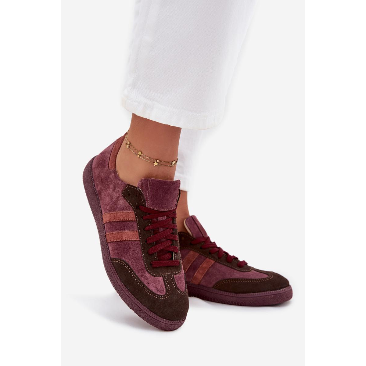 Zazoo N1068 Velúrové Nízke Dámske Tenisky Bordeaux - Odtiene červenej