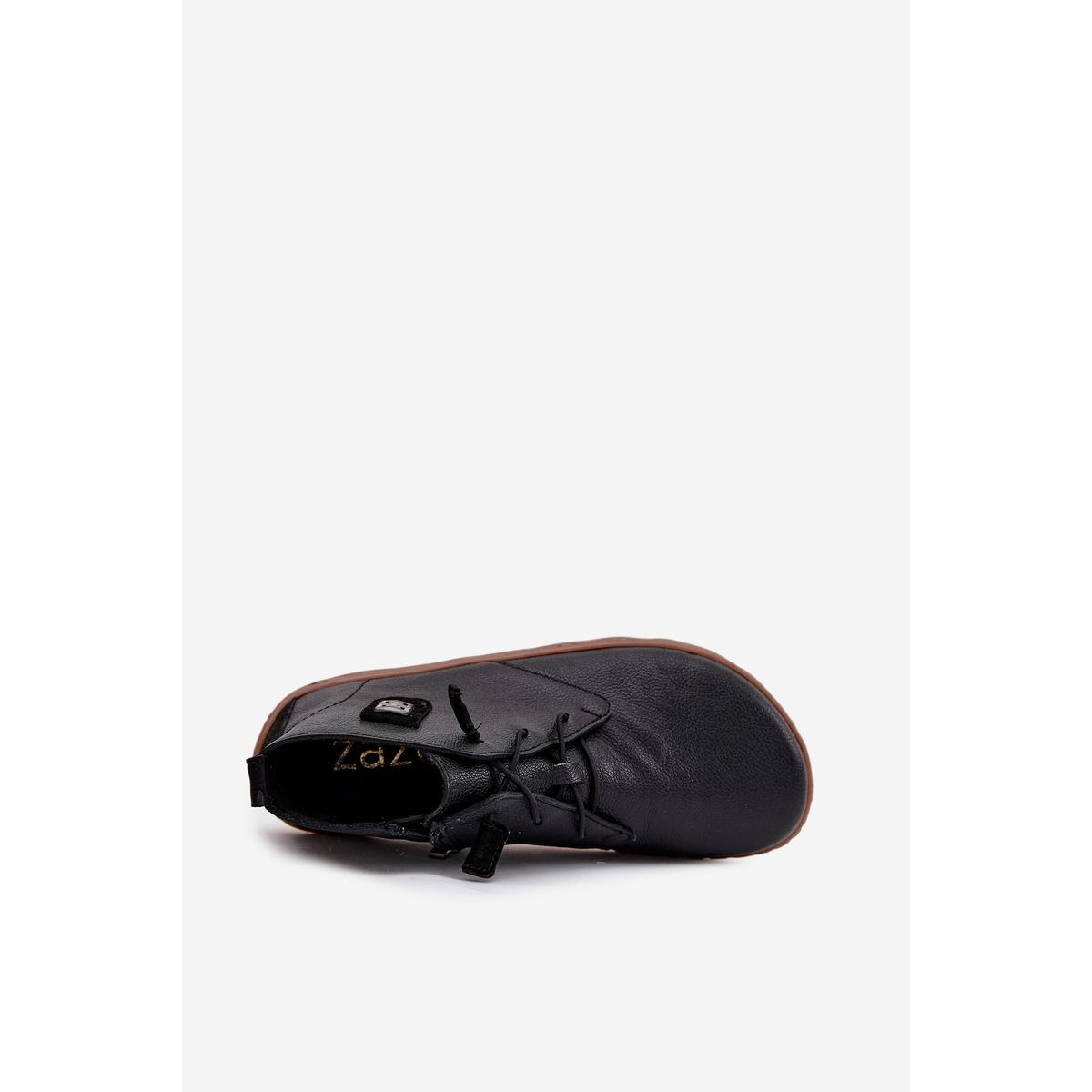 Kožené dámske poltopánky Barefoot s ozdobným detailom Zazoo 30072 Čierne - Čierna