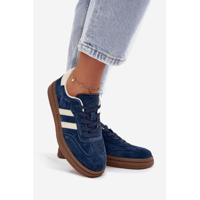 Dámske semišové tenisky na platforme tmavomodré Sylviona - Modrá
