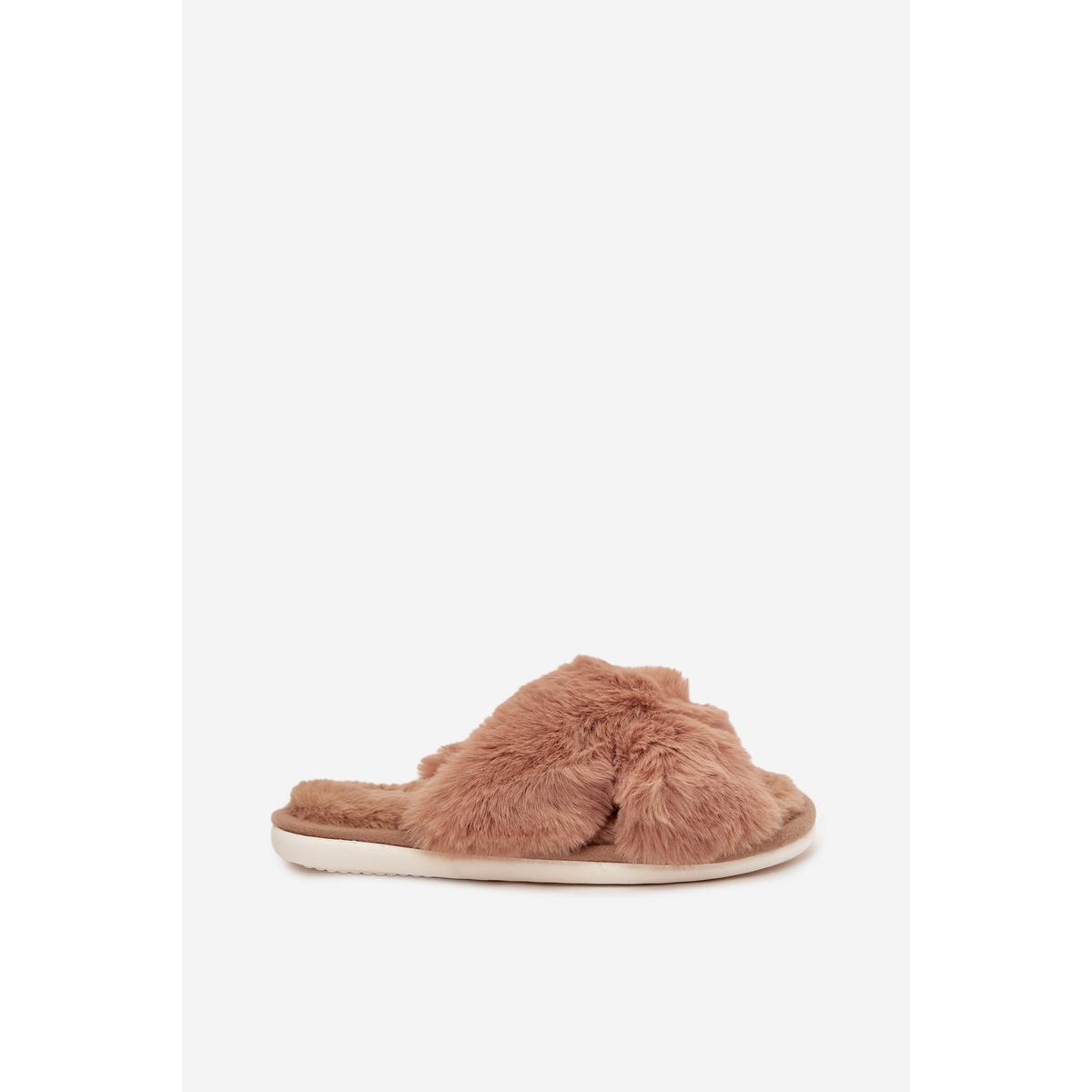Kožušinové domáce papuče pre ženy s prepletenými pásmi Camel Quenelle