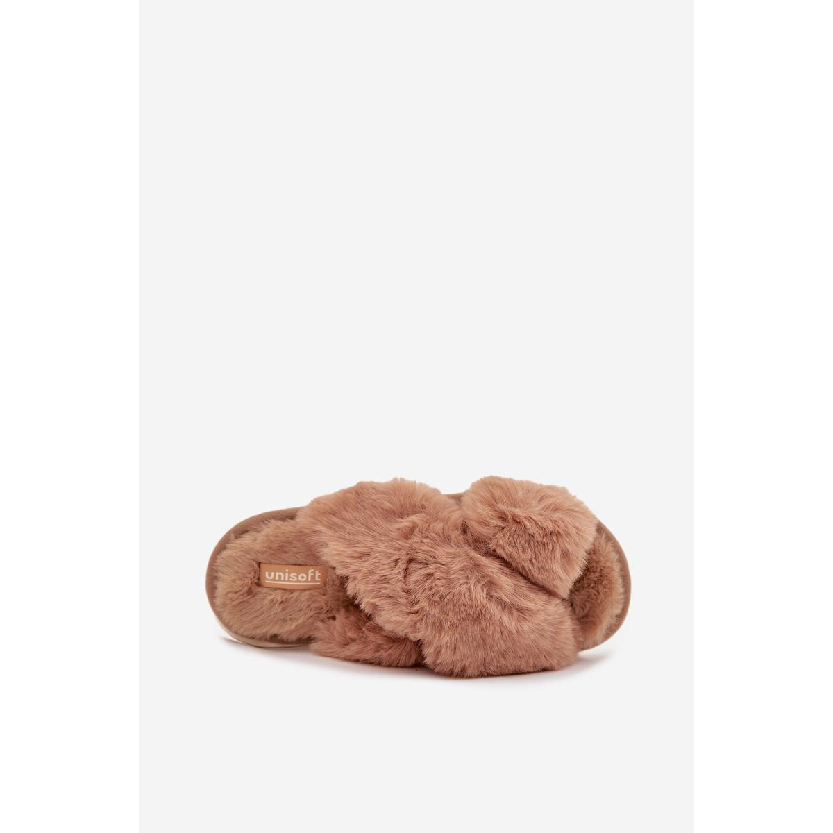 Kožušinové domáce papuče pre ženy s prepletenými pásmi Camel Quenelle