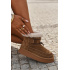 Semišové dámske snehule s ozdobnými švami Big Star SS274373 Camel - Odtiene hnedej a béžovej