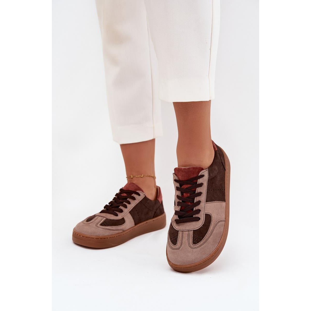 Kožené semišové barefoot tenisky dámske Zazoo N1277 hnedé
