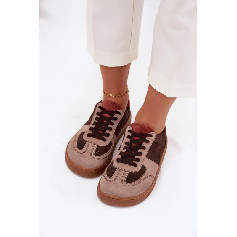 Kožené semišové barefoot tenisky dámske Zazoo N1277 hnedé
