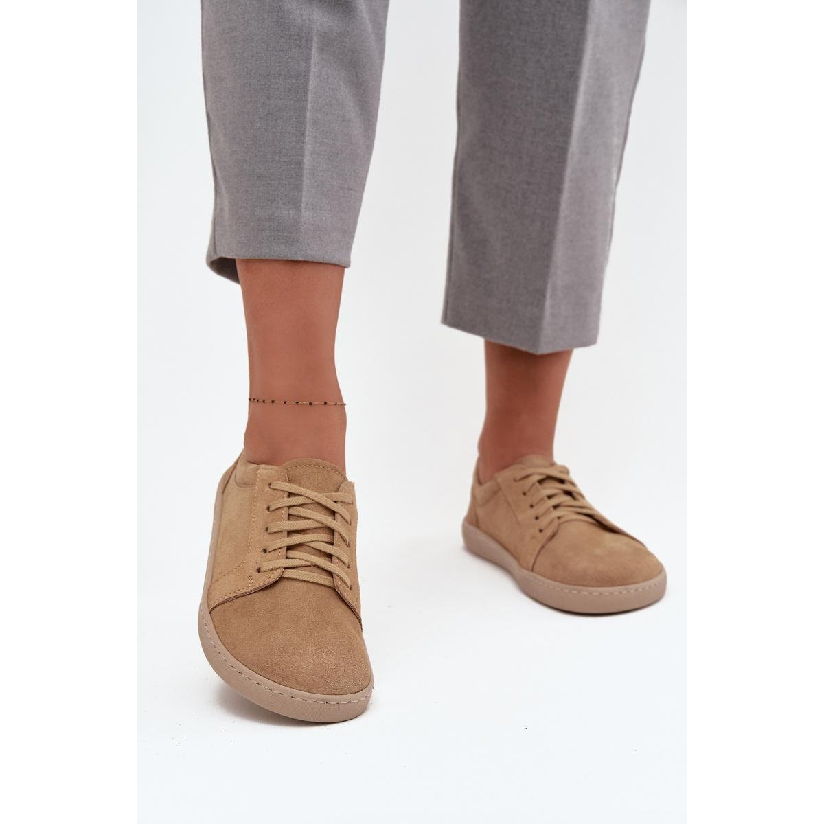 Barefoot typ tenisky z prírodného semišu Zazoo 314 béžové - Béžová
