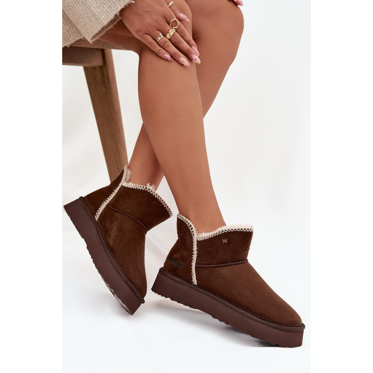 Dámske snehule na platforme Wrangler 20253093.IKU čokoládové - Odtiene hnedej a béžovej
