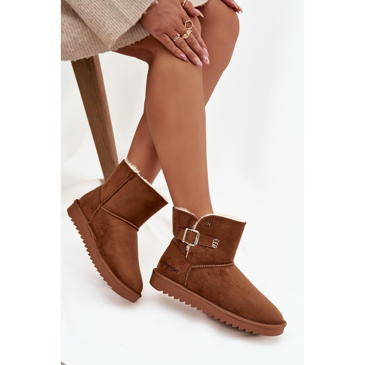 Dámske snehule s prackou Wrangler 20253091.37B Camel - Odtiene hnedej a béžovej