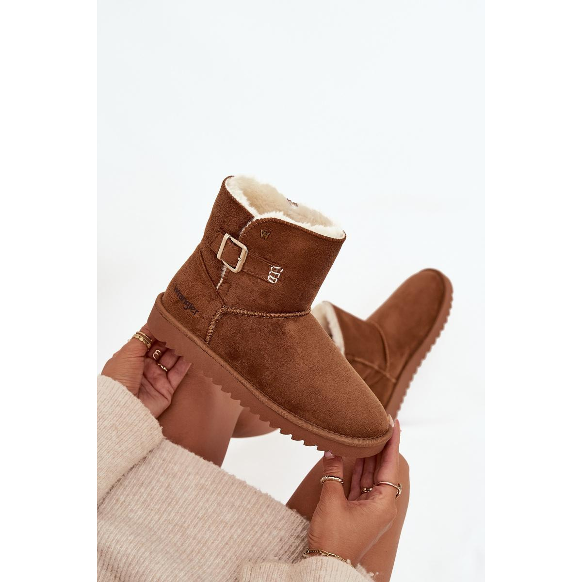 Dámske snehule s prackou Wrangler 20253091.37B Camel - Odtiene hnedej a béžovej