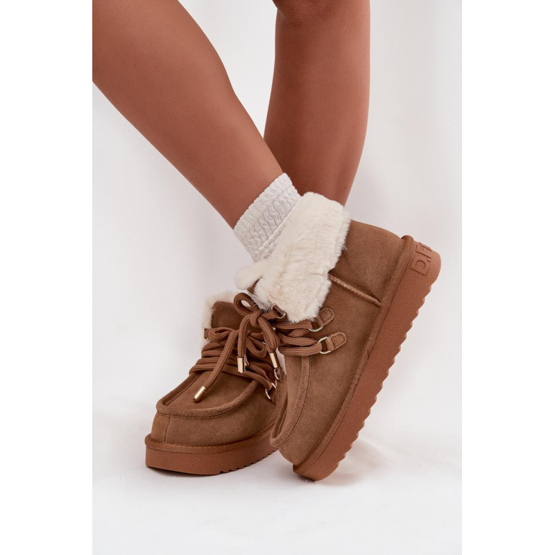 Dámske snehule z prírodného semišu D.Franklin DFSH375006 Camel - Odtiene hnedej a béžovej