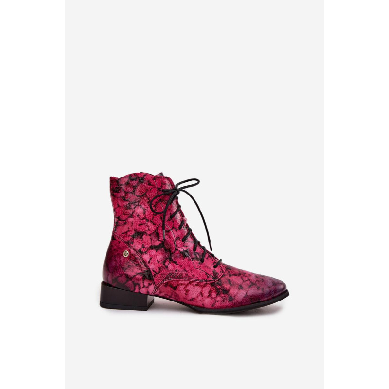Kožené Vzorované Čižmy Na Ploché Päty Maciejka 06391-23 Ružové