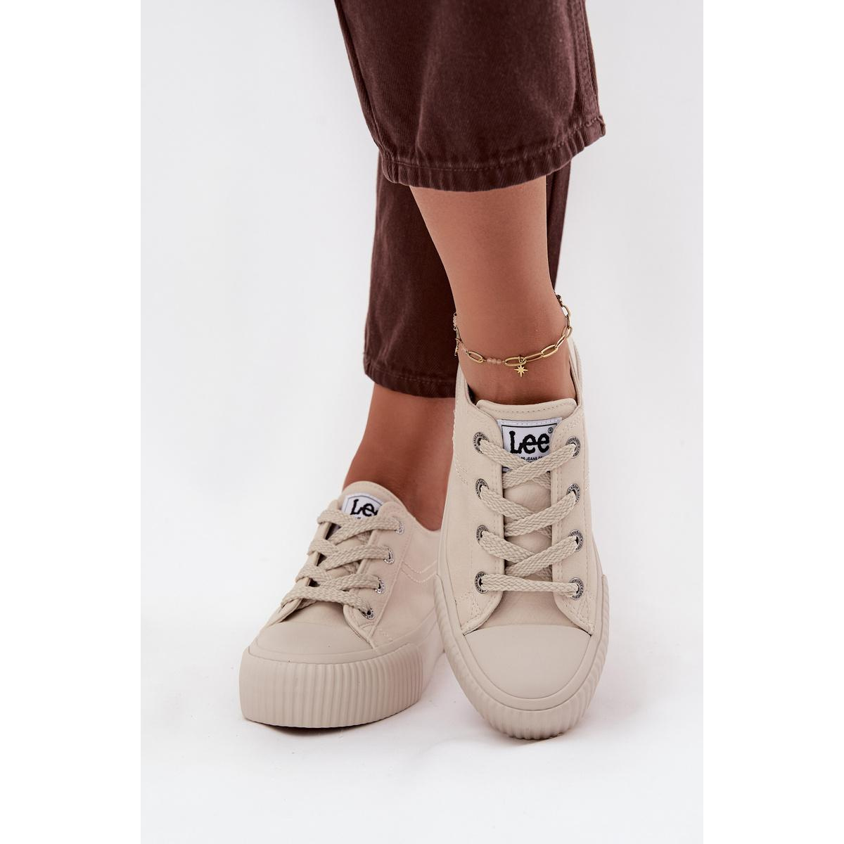 Dámske tenisky na platforme LEE ISLA C WOMEN LOW 50253001.35E Béžové - Béžová