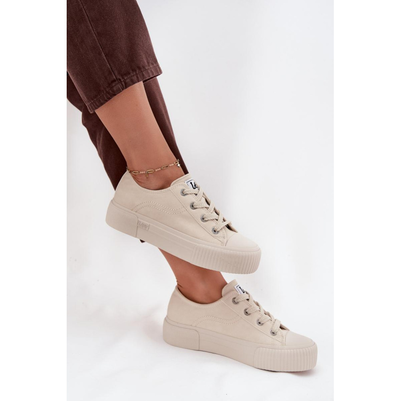 Dámske tenisky na platforme LEE ISLA C WOMEN LOW 50253001.35E Béžové - Béžová