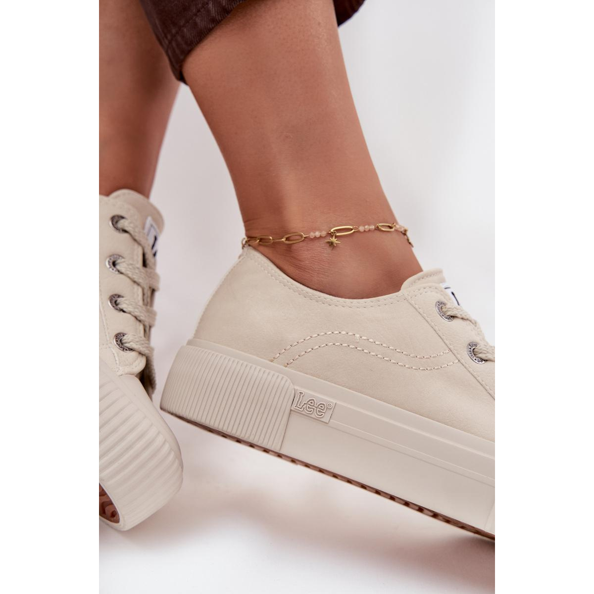 Dámske tenisky na platforme LEE ISLA C WOMEN LOW 50253001.35E Béžové - Béžová