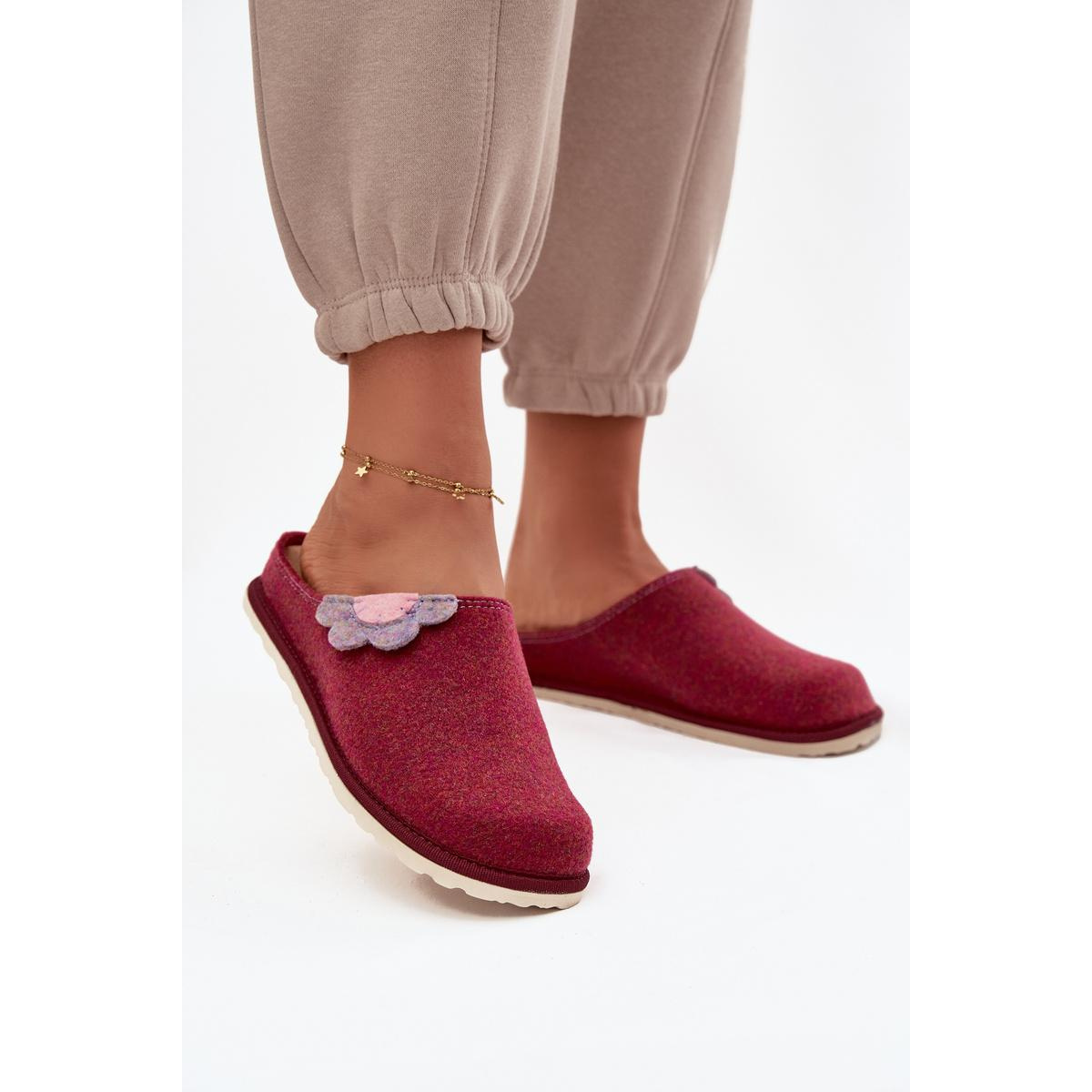 Dámske papuče s kvetom Inblu CS000043 Bordeaux - Odtiene ružovej