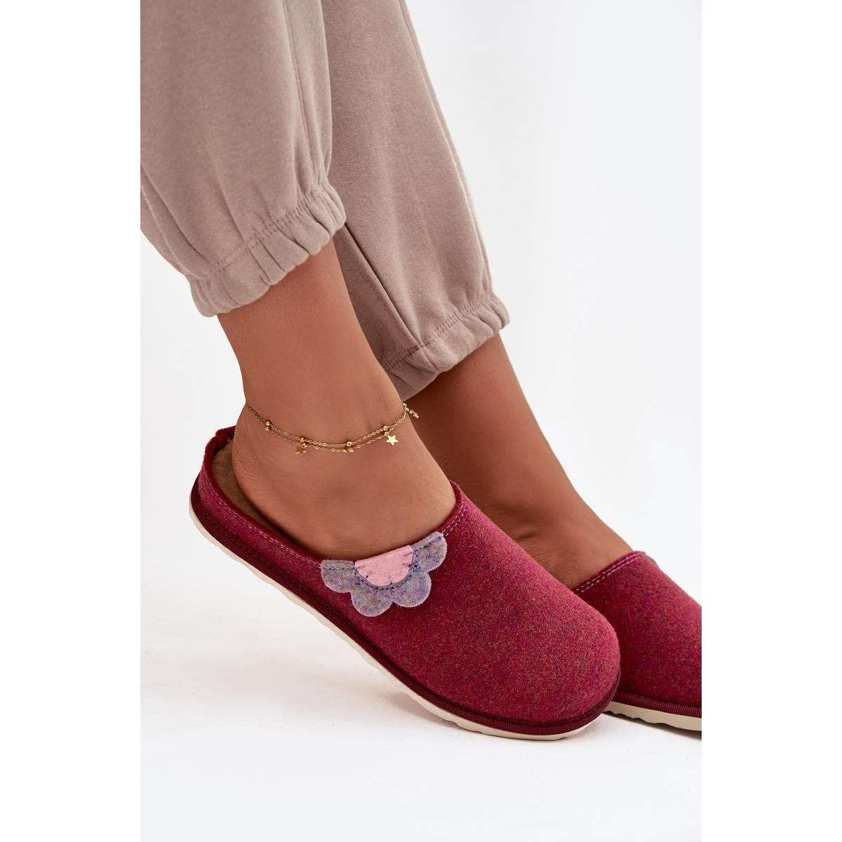 Dámske papuče s kvetom Inblu CS000043 Bordeaux - Odtiene ružovej