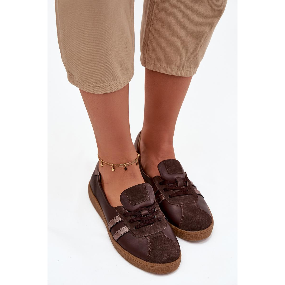 Kožené semišové dámske barefoot topánky Zazoo N1341 čokoládové - Odtiene hnedej a béžovej
