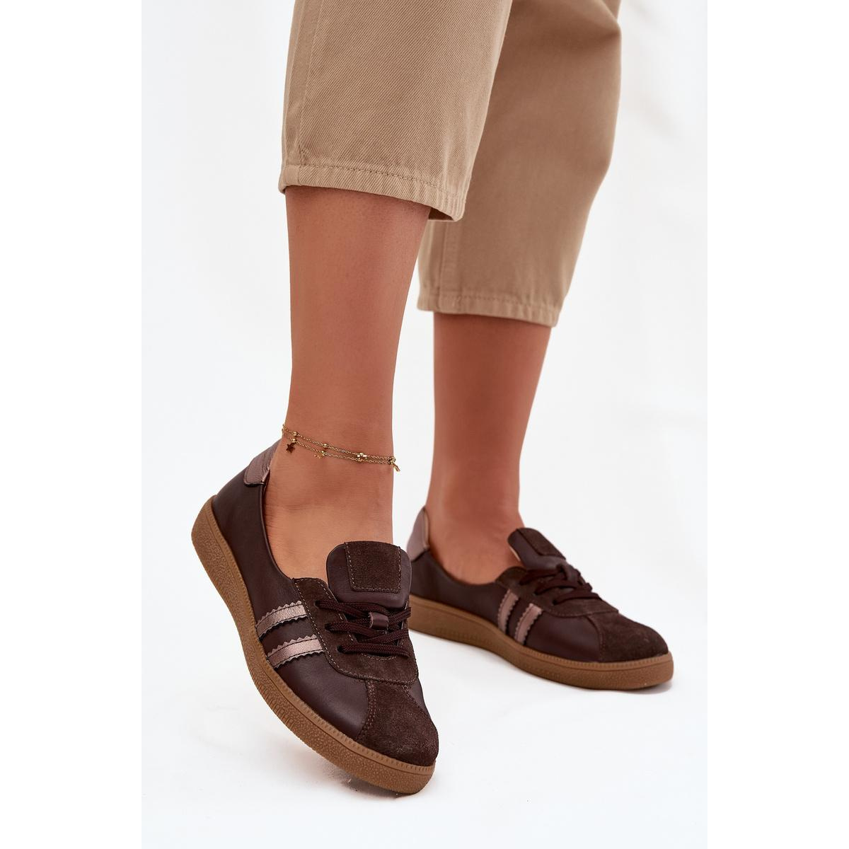 Kožené semišové dámske barefoot topánky Zazoo N1341 čokoládové - Odtiene hnedej a béžovej