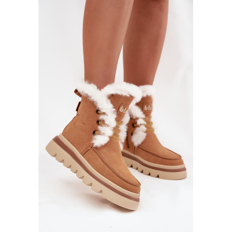 Ženské snehové topánky z prírodného semišu Lee Cooper LCJ-25-01-3738 Camel