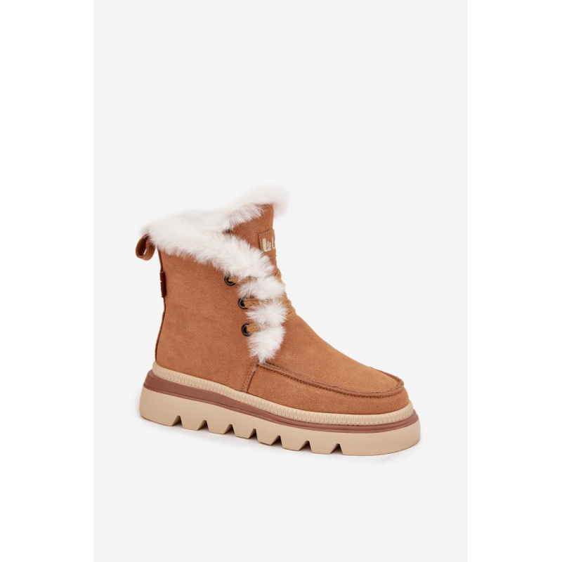 Ženské snehové topánky z prírodného semišu Lee Cooper LCJ-25-01-3738 Camel