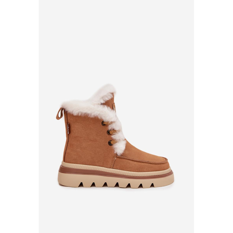 Ženské snehové topánky z prírodného semišu Lee Cooper LCJ-25-01-3738 Camel