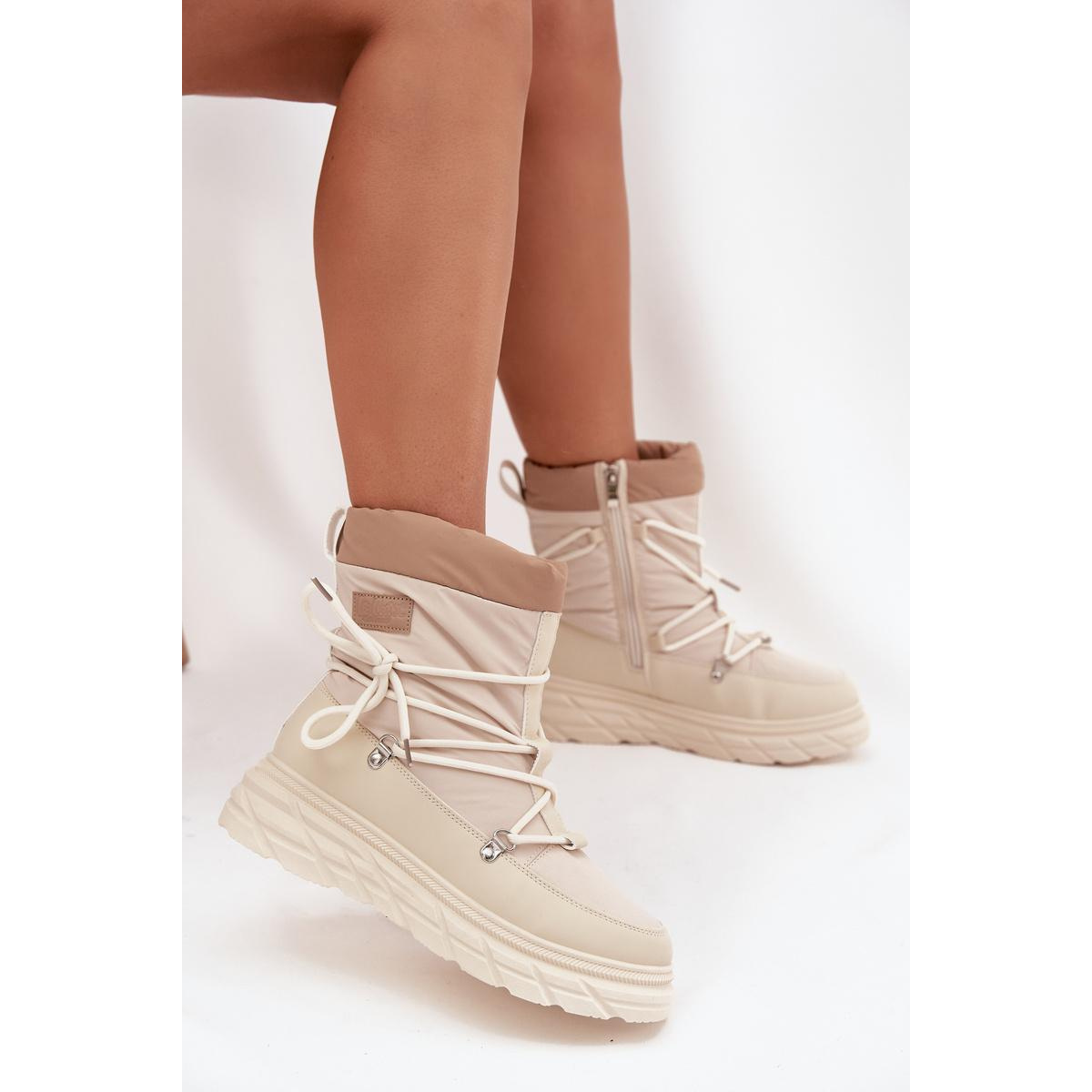 Ženské snehule na zips Lee Cooper LCJ 25 44 3931 béžové Ženské snehule - Béžová