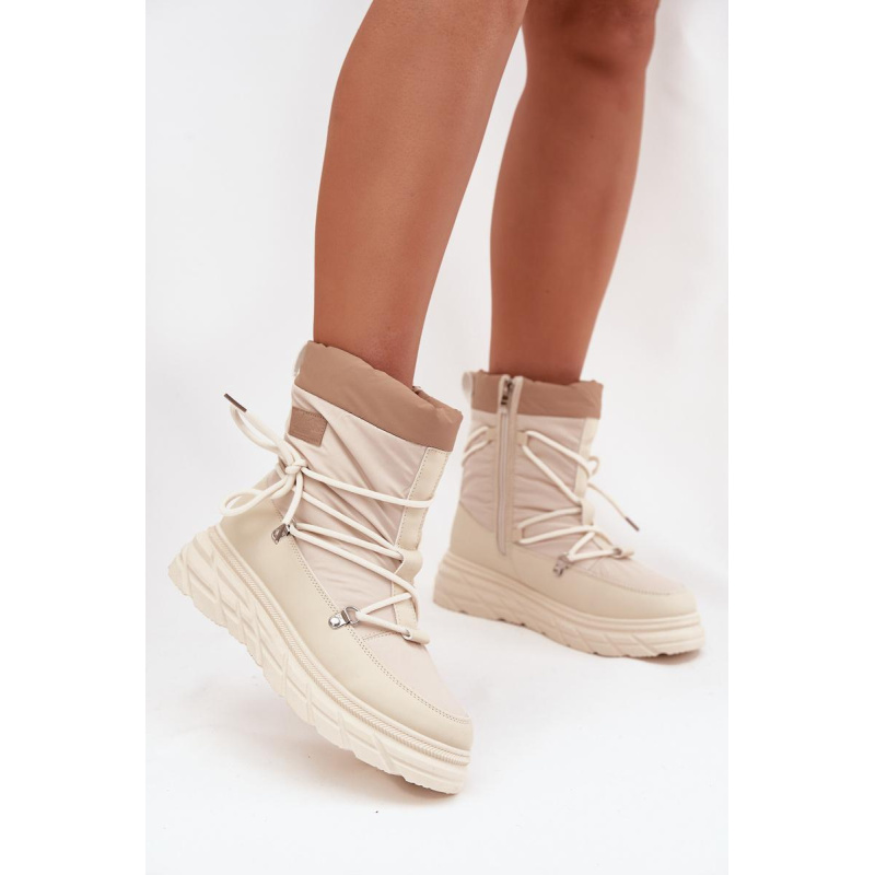Ženské snehule na zips Lee Cooper LCJ 25 44 3931 béžové Ženské snehule - Béžová