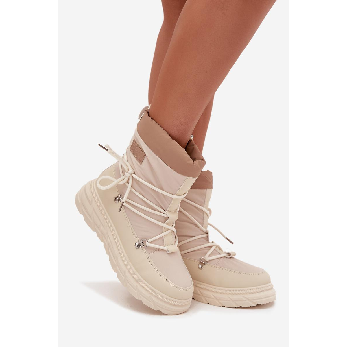 Ženské snehule na zips Lee Cooper LCJ 25 44 3931 béžové Ženské snehule - Béžová