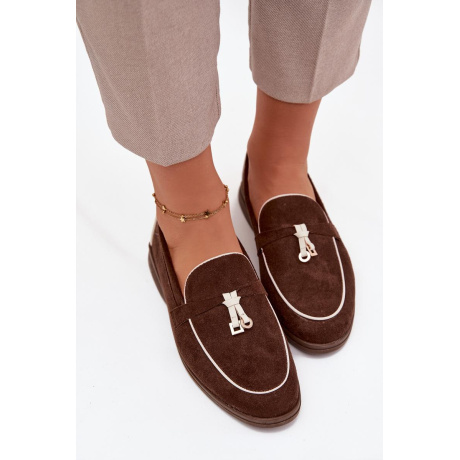 Mokasíny Loafers Ženy Z Eko Zamatové Hnedé Darwen - Odtiene hnedej a béžovej