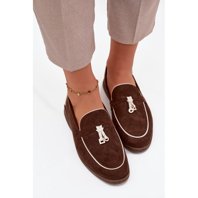 Mokasíny Loafers Ženy Z Eko Zamatové Hnedé Darwen - Odtiene hnedej a béžovej