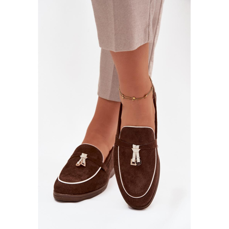 Mokasíny Loafers Ženy Z Eko Zamatové Hnedé Darwen - Odtiene hnedej a béžovej