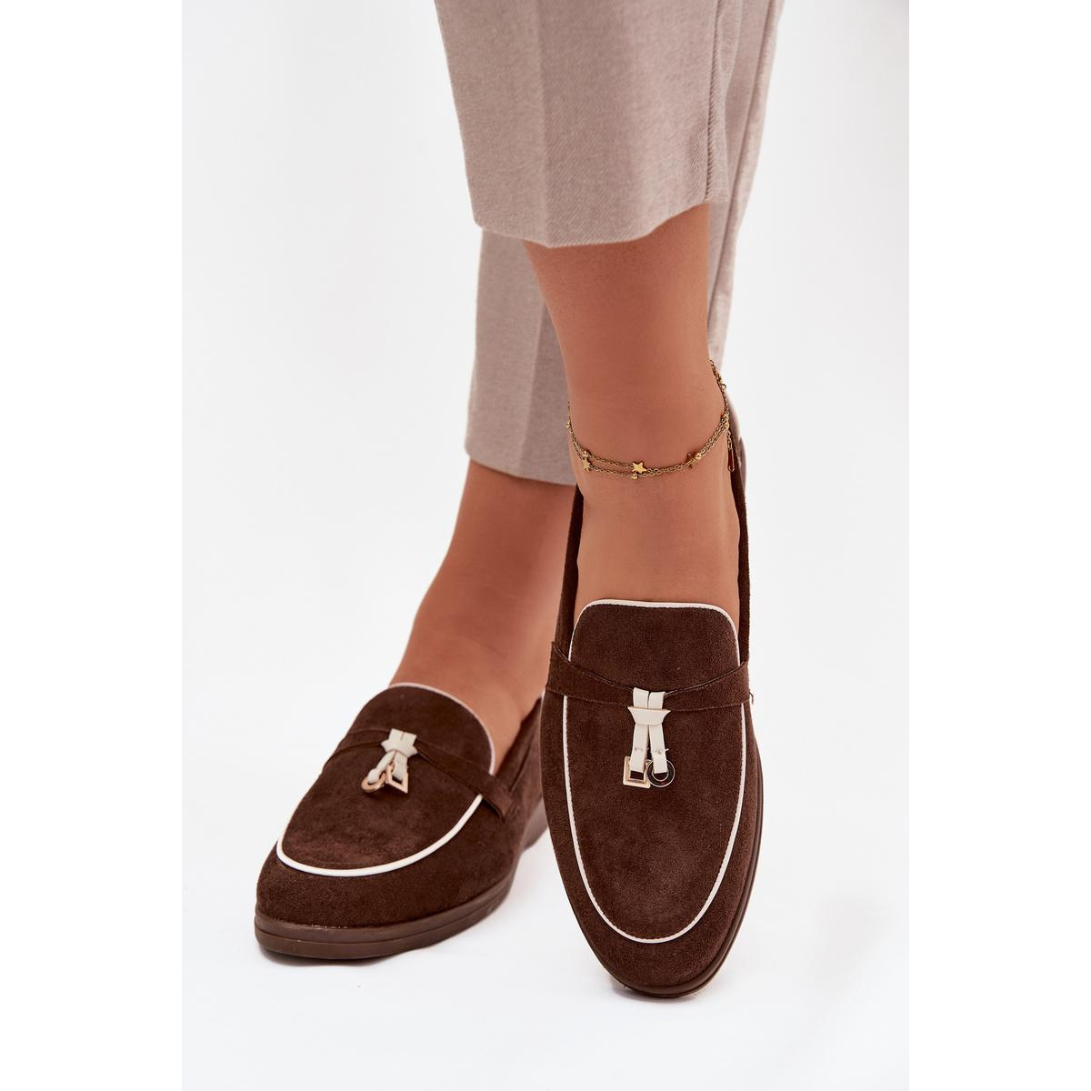 Mokasíny Loafers Ženy Z Eko Zamatové Hnedé Darwen - Odtiene hnedej a béžovej