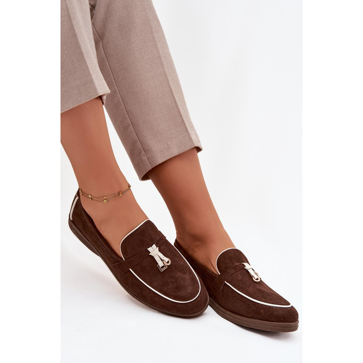 Mokasíny Loafers Ženy Z Eko Zamatové Hnedé Darwen - Odtiene hnedej a béžovej