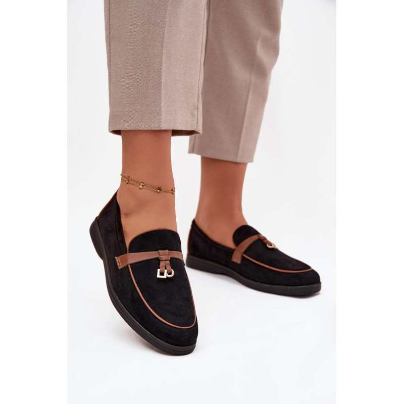 Mokasíny Loafers Ženy Z Eko Semiše Čierne Darwen - Čierna