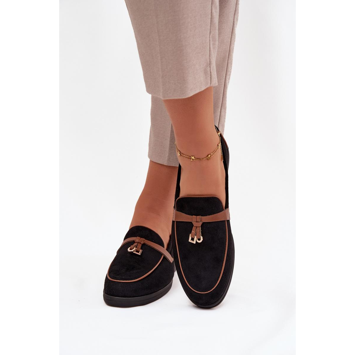 Mokasíny Loafers Ženy Z Eko Semiše Čierne Darwen - Čierna