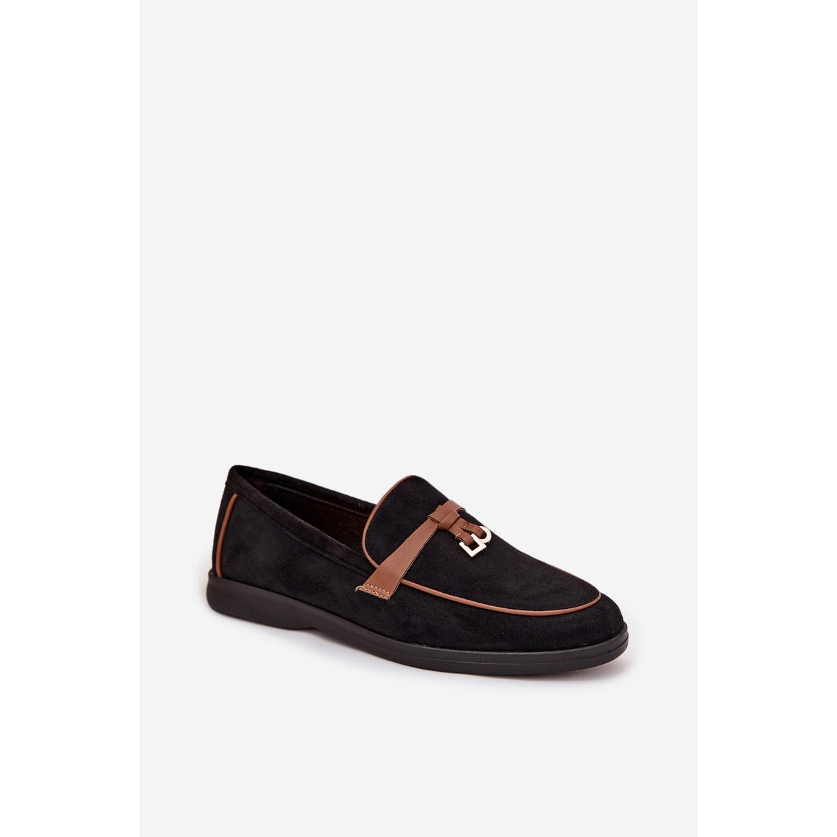 Mokasíny Loafers Ženy Z Eko Semiše Čierne Darwen - Čierna