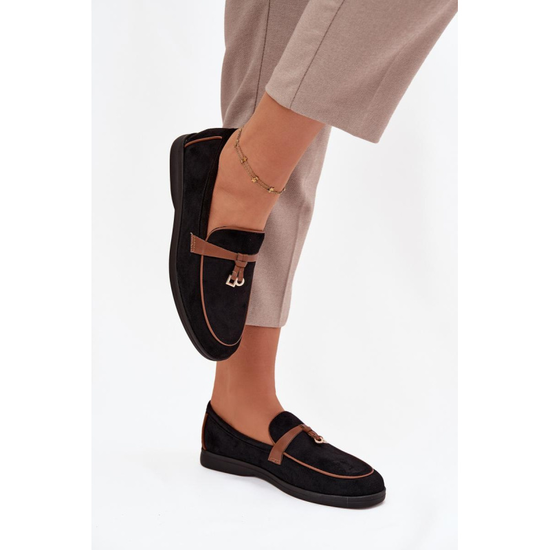 Mokasíny Loafers Ženy Z Eko Semiše Čierne Darwen - Čierna