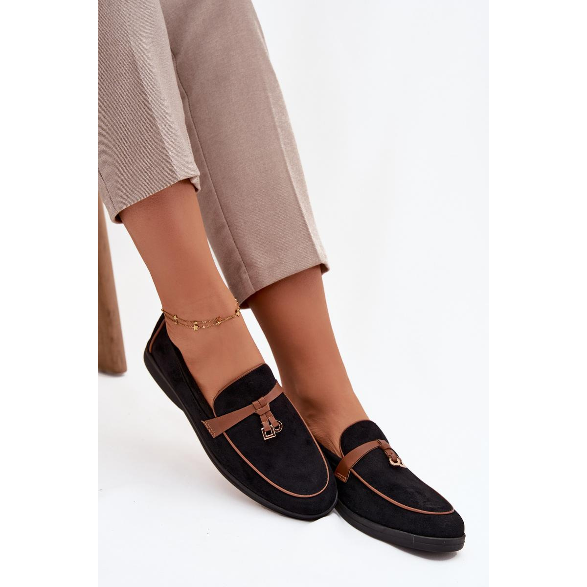 Mokasíny Loafers Ženy Z Eko Semiše Čierne Darwen - Čierna